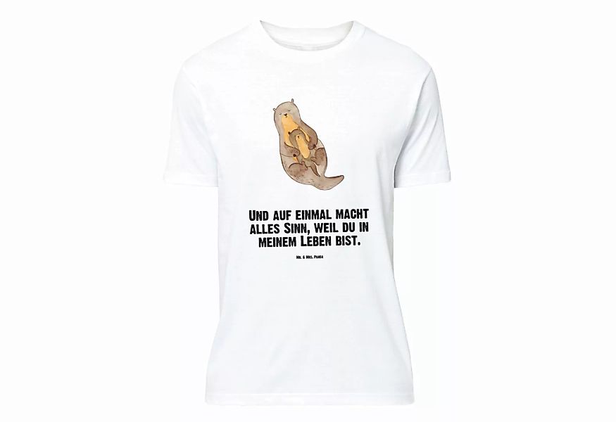 Mr. & Mrs. Panda T-Shirt Otter mit Kind - Weiß - Geschenk, Schlafshirt, Mut günstig online kaufen