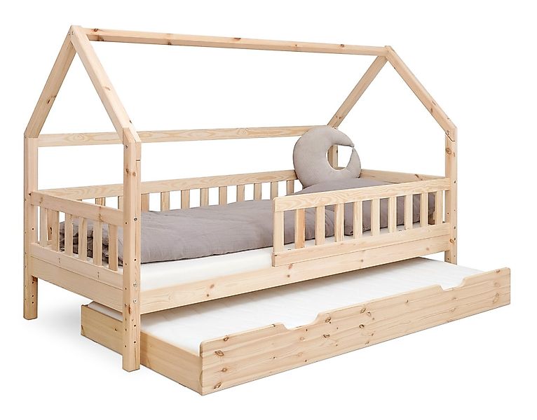 Ehrenkind Hausbett Lille aus massivem Kiefernholz (mit abnehmbarem Rausfall günstig online kaufen