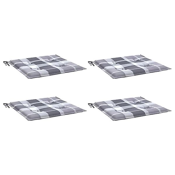 vidaXL Gartenstuhl-Kissen 4 Stk Grau Karomuster 50x50x4 cm 314072 günstig online kaufen