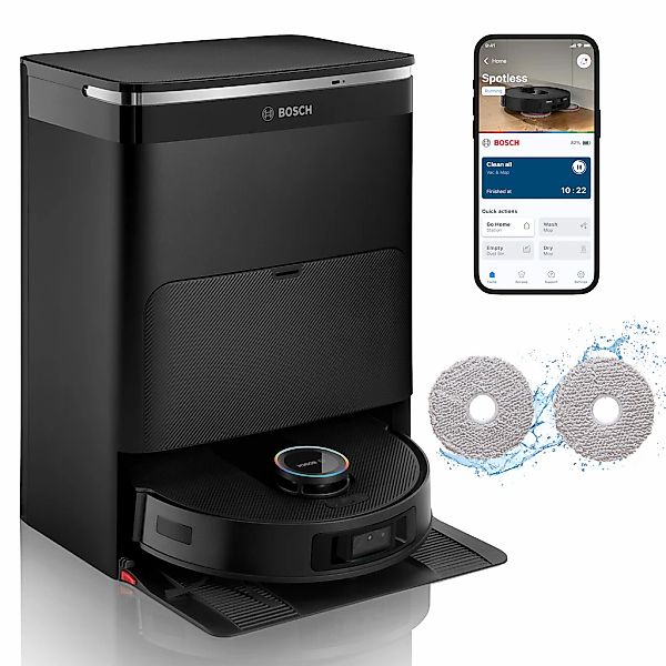 BOSCH Saugroboter "Spotless Max Cam BCRDW3BX, rotierende Wischpads, 70C Sel günstig online kaufen