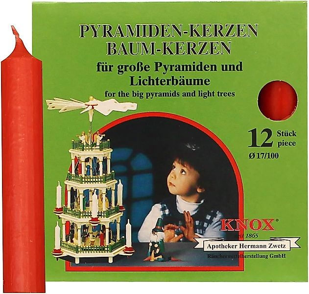 KNOX Duftkerze 1 Päckchen Pyramidenkerzen Ø 17 mm Länge 100 mm - ROT - 12er günstig online kaufen