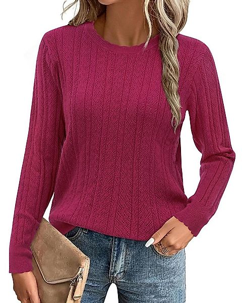 Arach&Cloz Strickpullover Damen Pullover Langarm Strickpullover Lässige Blu günstig online kaufen