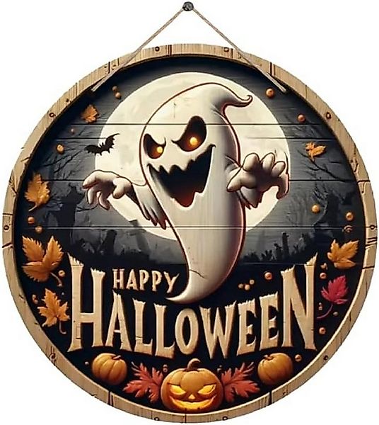COFI 1453 Wanddekoobjekt Halloween Geist Türschild Deko aus Holz, Happy Hal günstig online kaufen