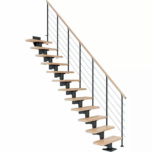 Dolle Mittelholmtreppe Cork Buche Anthrazit GH bis 292 cm Gerade 75 cm FSC günstig online kaufen