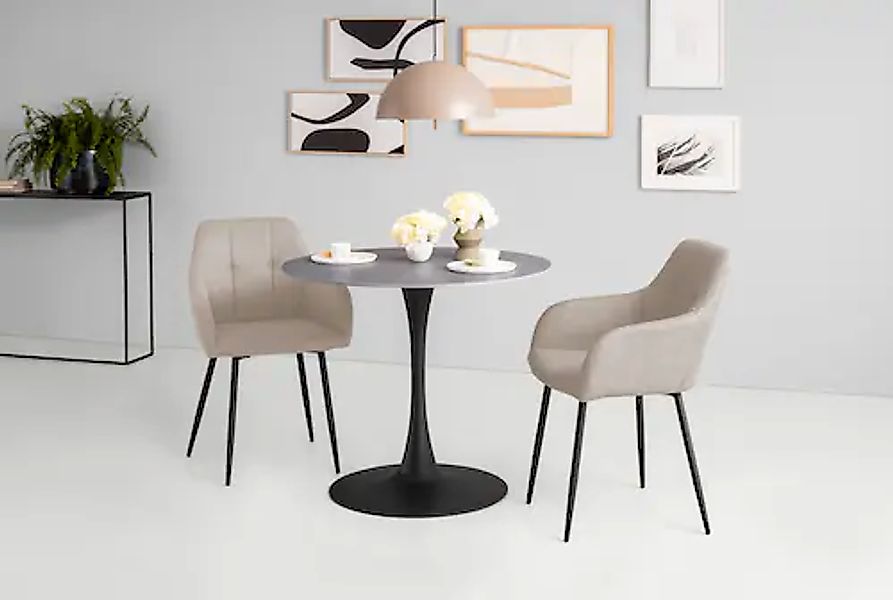 HELA Essgruppe »MOSEL« 3 Stk. tlg. Tisch 90x75 cm, Platte rund, gesinterter günstig online kaufen