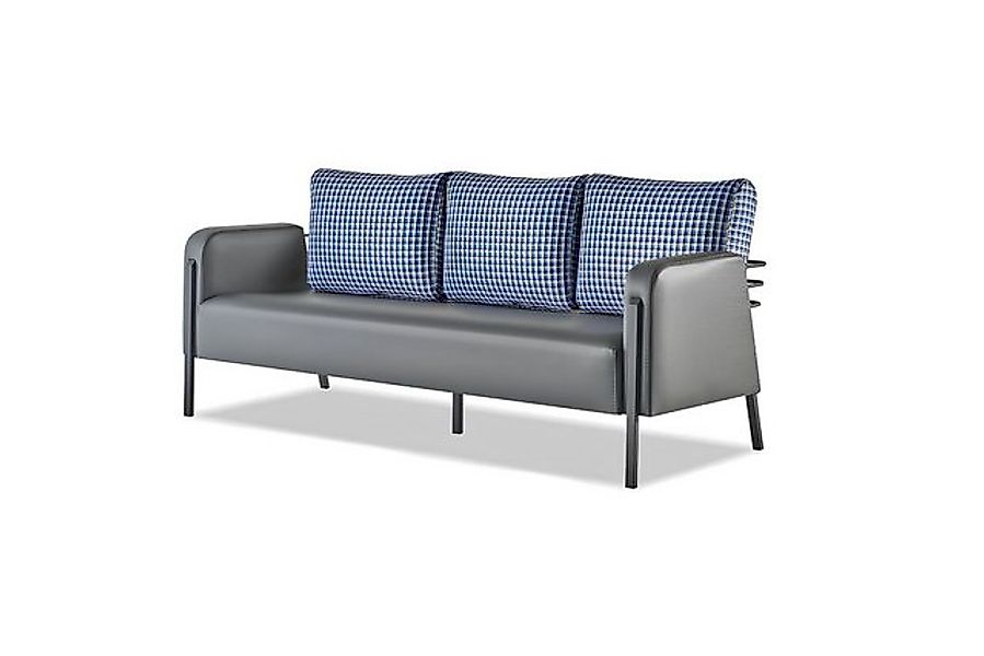 JVmoebel 3-Sitzer Couch Grau Blau Sessel POlster 3-Sitzer Modern Kissen Led günstig online kaufen