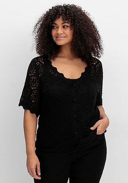 sheego by Joe Browns Strickjacke Strickjacke Kurzarm Grobstrick, Ajour im A günstig online kaufen