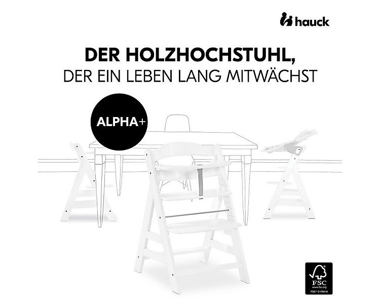 Hauck Hochstuhl Alpha Plus White - Bambi Rose, Mitwachsender Holz Kinderhoc günstig online kaufen
