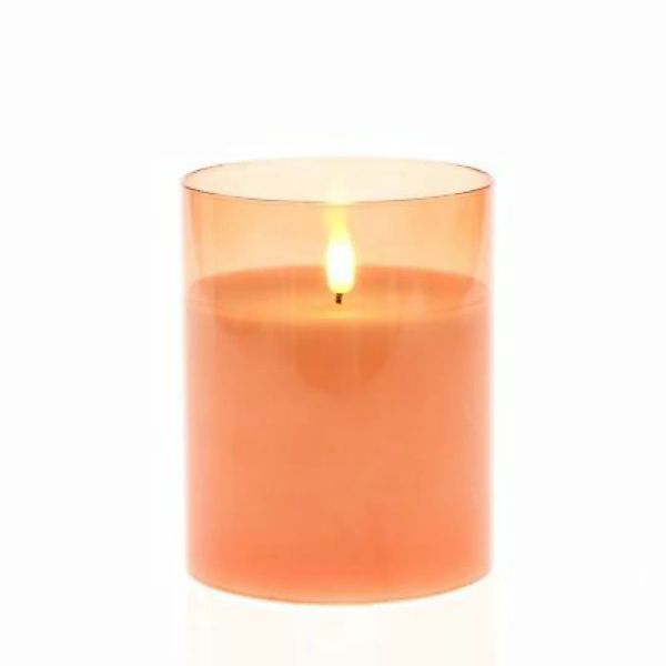 MARELIDA LED Kerze im Glas Windlicht flackernd D: 10cm H: 12,5cm orange günstig online kaufen