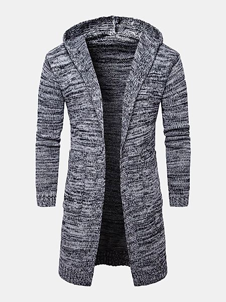 Mens Thick Warm Cardigan Sweater Mittellange Langarm Kapuze Lässige Baumwol günstig online kaufen