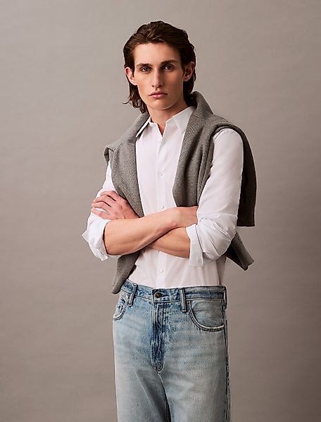 Calvin Klein Langarmhemd "LONG SLEEVE SOLID STRETCH SLIM SHIRT", in Unifarb günstig online kaufen