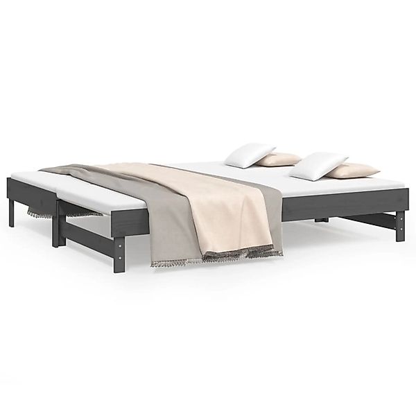 Vidaxl Tagesbett Ausziehbar Grau 2x(80x200) Cm Massivholz Kiefer günstig online kaufen