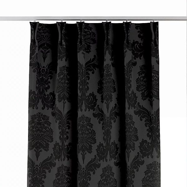 Vorhang mit flämischen 2-er Falten, schwarz, Damasco (613-32) günstig online kaufen