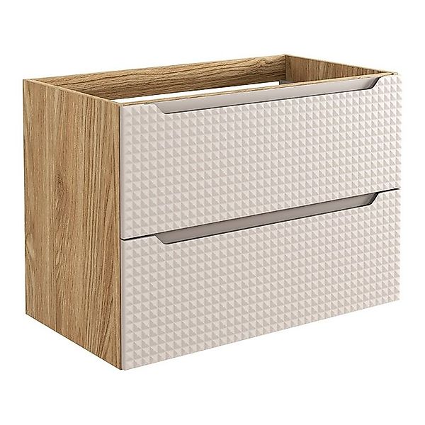 Lomadox Waschbeckenschrank LONDON-56-BEIGE in Eiche mit Beige, 3D-Struktur, günstig online kaufen