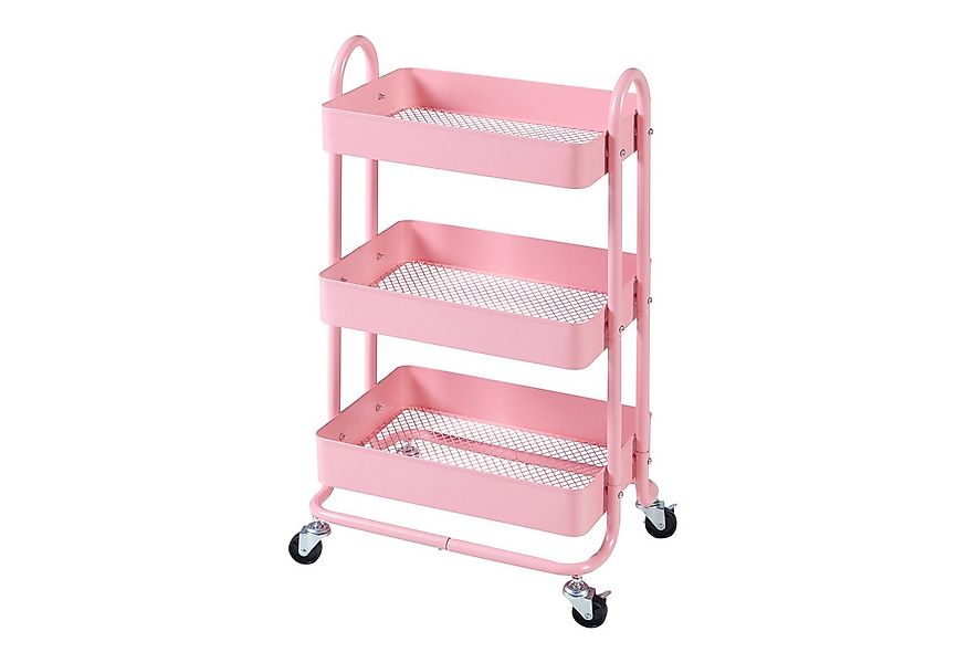en.casa Küchenwagen, »Pyhäntä« Stahl mit 3 Ebenen Rosa günstig online kaufen