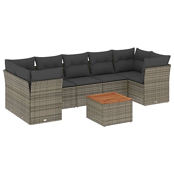 vidaXL 8-Tlg Garten-Sofagarnitur mit Kissen Grau Poly Rattan 3223512 günstig online kaufen