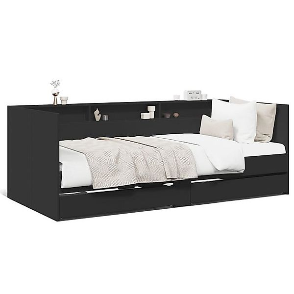 vidaXL Bett, Tagesbett mit Schubladen Schwarz 90x200 cm Holzwerkstoff günstig online kaufen