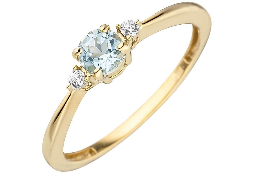 Schmuck Krone Goldring Ring aus 333 Gelbgold mit Blautopas & Zirkonia, Gold günstig online kaufen