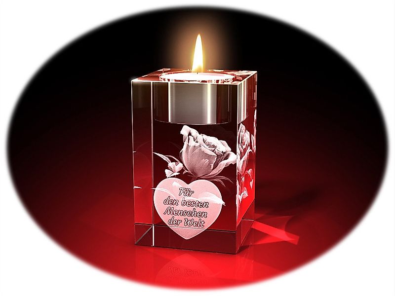 GLASFOTO.COM Teelichthalter Muttertag, Rose + Für günstig online kaufen