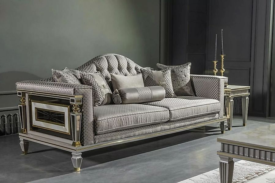 JVmoebel Sofa Silber Grau Sofa Couch Dreisitzer Luxus Möbel xxl couchen big günstig online kaufen