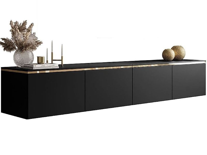 ALLHOUSE24 TV-Schrank NELLY Schwarz Matt Hängeschrank mit LED-Beleuchtung T günstig online kaufen