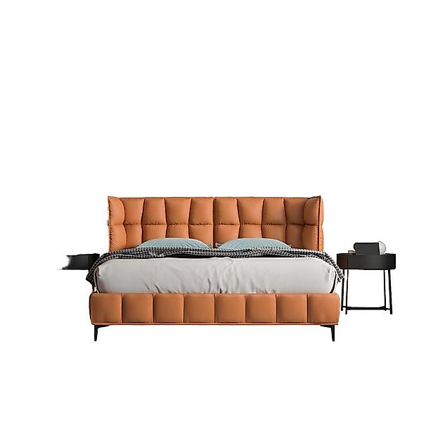 Xlmoebel Bett Stilvolles Doppelbett Schlafzimmermöbel Set mit Orangen Texti günstig online kaufen