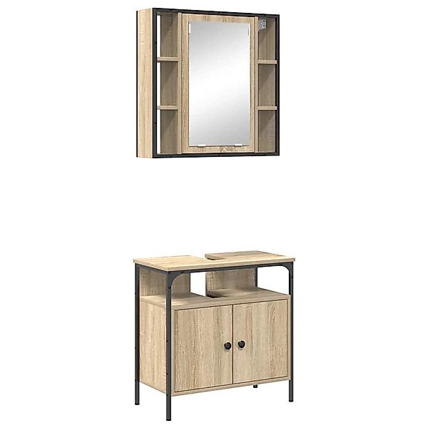 vidaXL Badezimmermöbel-Set mit Regal mit Tür 2-Tlg Braun Holzwerkstoff 3345 günstig online kaufen