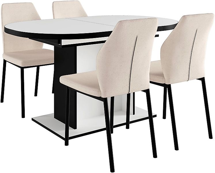 OTTO home Essgruppe Basel, Tischgruppe mit 4 Stühlen, Esstisch ausziehbar 1 günstig online kaufen