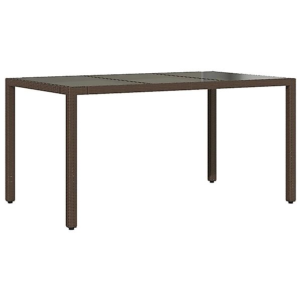 vidaXL Gartentisch mit Glasplatte Braun 150x90x75 cm Poly Rattan 365590 günstig online kaufen