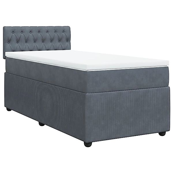 vidaXL Boxspringbett, Boxspringbett mit Matratze Dunkelgrau 100x200 cm Samt günstig online kaufen