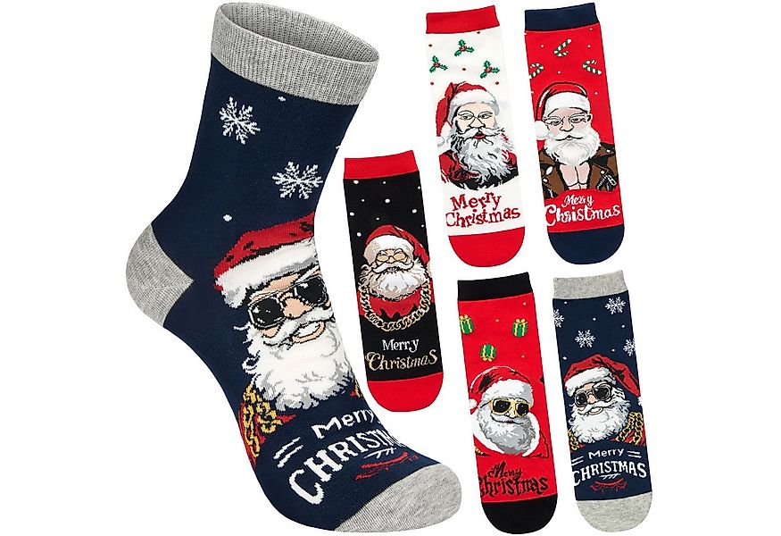 BRUBAKER Socken Lustige Herren Weihnachtssocken - Cool Santa (Geschenkset f günstig online kaufen