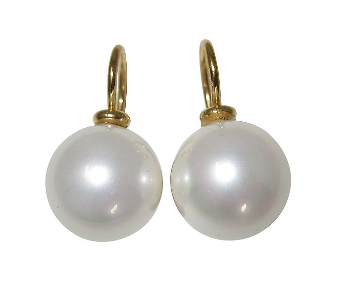 Mugello Perlenohrringe Diana weiß gold-platt. Muschelkern klassische Basic- günstig online kaufen