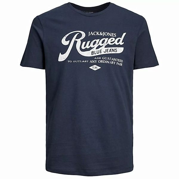 Jack & Jones Rundhalsshirt Große Größen Herren T-Shirt dunkelblau Label-Pri günstig online kaufen