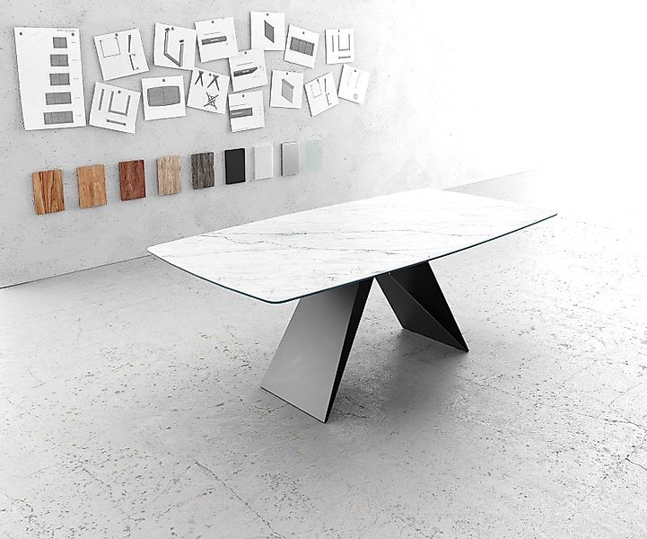 DELIFE Esstisch Edge, Bootsform Keramik Laminam®Statuarietto günstig online kaufen
