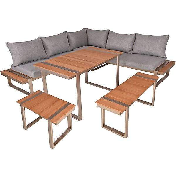 Garden Pleasure Lounge-Eckgruppe Aurea 6-teilig Grau-Braun günstig online kaufen