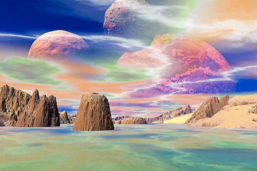 Papermoon Fototapete »PLANETEN-FUTURISTISCH WELTRAUM MOND GALAXIE UNIVERSUM günstig online kaufen