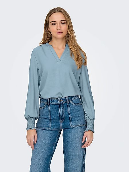 ONLY Blusenshirt "ONLMETTE V-NECK LS SMOCK TOP NOOS WVN" günstig online kaufen