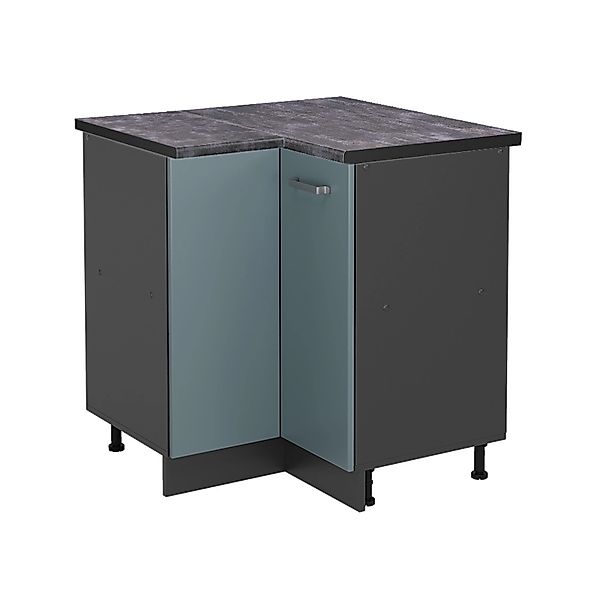 Vicco Eckunterschrank R-Line Blau-Grau/Anthrazit 76 cm AP Anthrazit günstig online kaufen