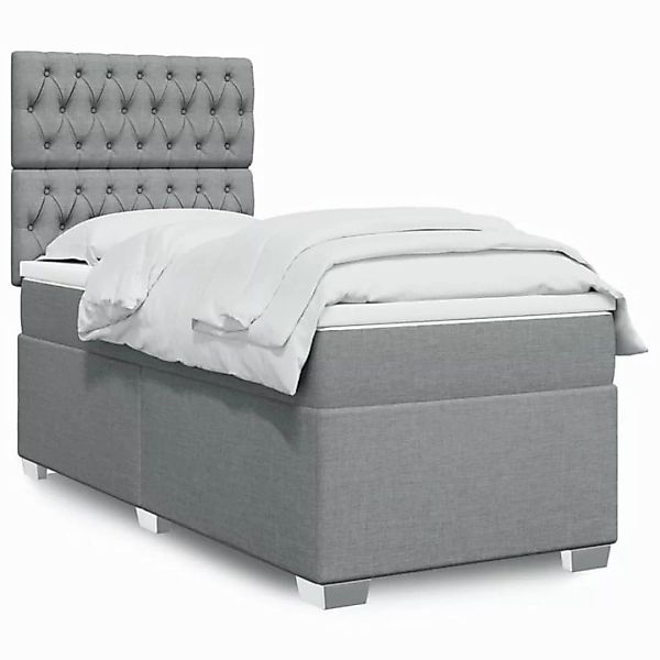 furnicato Bettgestell Boxspringbett mit Matratze Hellgrau 100x200 cm Stoff günstig online kaufen