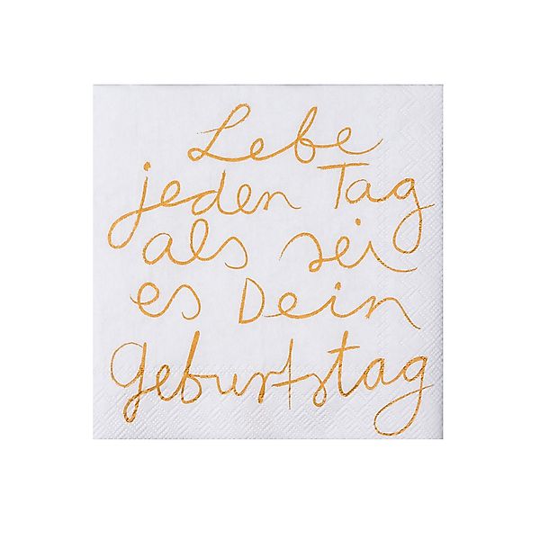 Papier Servietten "Lebe jeden Tag" – Cocktailservietten mit Schriftzug 25 x günstig online kaufen