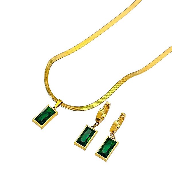 KARMA Schmuckset Damen Gold Grün Edelstahl günstig online kaufen