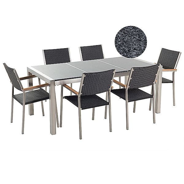 Beliani Gartentisch Set GROSSETO Graphitgrau 90x180x88 günstig online kaufen