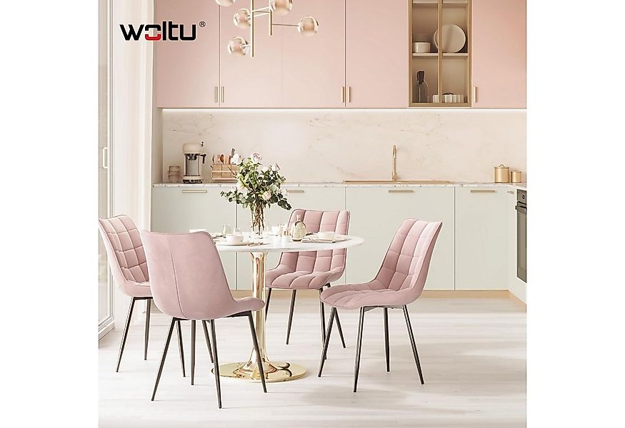 Woltu 4-Fußstuhl (6 St), Küchenstuhl Polsterstuhl Design Stuhl, aus Samt günstig online kaufen