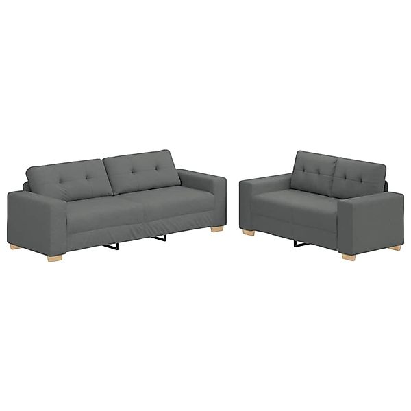 vidaXL 2-Teiliges Sofa-Set mit Kissen Dunkelgrau Stoff 3324711 günstig online kaufen
