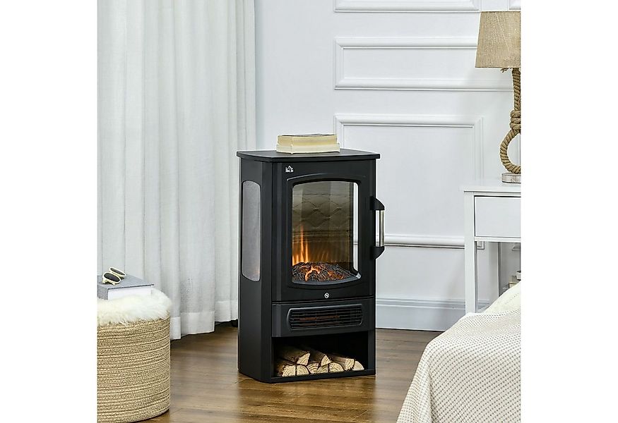 HOMCOM Elektrokamin freistehend, realistische LED-Flammen, Überhitzungsschu günstig online kaufen