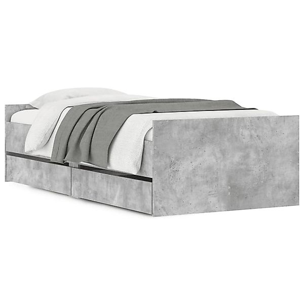 vidaXL Bettgestell, Bett mit Schubladen Betongrau 75x190 cm günstig online kaufen