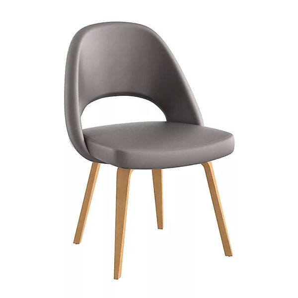 Knoll International - Saarinen Conference Stuhl - grau Leder/Volo Flint/Ges günstig online kaufen