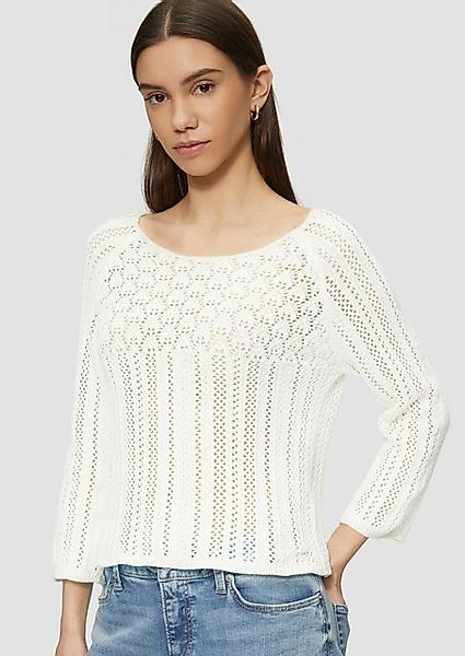 QS Strickpullover Pullover in Häkeloptik günstig online kaufen
