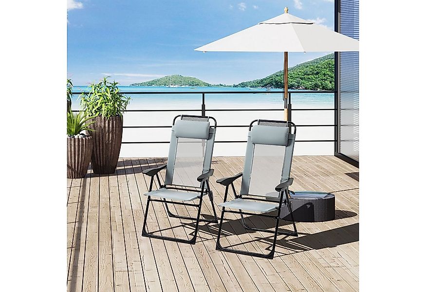 Outsunny Klappstuhl klappbarer Gartenstuhl mit verstellbarer Rückenlehne (C günstig online kaufen