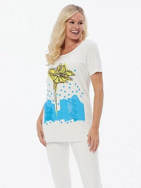 Christian Materne Longshirt Kurzarm-Shirt koerpernah mit Blumendruck günstig online kaufen